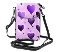JBJGKHLP Elegante borsa a tracolla da donna con stampa di cuori viola, alla moda, per viaggi, uso quotidiano, idea regalo per pendolarismo