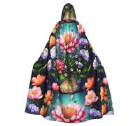 JBJGKHLP Fiore Diamond Painting Stampa Adatto Traspirante Unisex Full Length Cappuccio Mantello Per Halloween Cosplay Festival