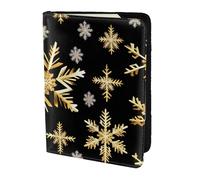 JBJGKHLP Golden Christmas - Custodia a portafoglio per documenti da viaggio, unisex, leggera, sicura, con stampa di fiocchi di neve, Nero , Taglia unica