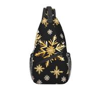 JBJGKHLP Golden Christmas SnowflakesPrint Borsa a tracolla leggera Cross Chest Bag Escursionismo Pendolari Uso quotidiano Diagonalmente Sling Zaino