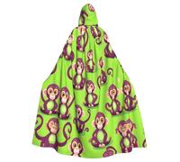 JBJGKHLP Green Clever Monkey Print Fit Traspirante Unisex Full Length Cappuccio Mantello Per Halloween Cosplay Festival