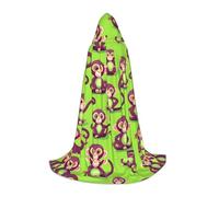 JBJGKHLP Green Clever Monkey Print - Mantello unisex con cappuccio, per carnevale, Halloween, cosplay, Natale, comodo ed elegante