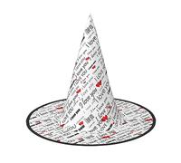 JBJGKHLP I Love You Words With Hearts Print Halloween Witch Hat Unisex Carnevale Cosplay Party Fashion Cap Costume Accessorio