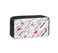 JBJGKHLP I Love You Words with Hearts Print Simple Spacious Pen Case Office Stationery Organizer Pouch Leggero Storage Penne