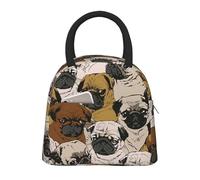 JBJGKHLP Imagen De Pug Stampa Comoda Borsa termica Pranzo Pratica Tote Facile Da Trasportare Adulti Bambini Famiglie Uso