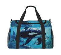 JBJGKHLP Killer Whales Swim Along Print Versatile borsa da viaggio a mano pieghevole borsa a tracolla tote viaggio di lavoro all'aperto