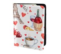 JBJGKHLP Love Paris Tower Bicicletta Cuore Stampa Passaporto Viaggio Documenti Portafoglio Custodia Unisex Leggero Sicuro Accessori da Viaggio, Nero , Taglia unica