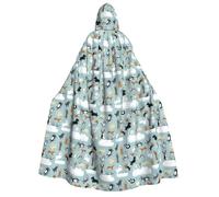 JBJGKHLP Mantello a maniche lunghe con cappuccio unisex per adulti con stampa di gatti e cani che piovono per Halloween, Natale, carnevale, feste a tema