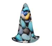 JBJGKHLP Mantello con cappuccio unisex con stampa di ciottoli colorati, per carnevale, Halloween, cosplay, Natale, comodo ed elegante