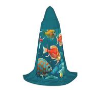 JBJGKHLP Mantello unisex con cappuccio con stampa di pesci marini, per carnevale, Halloween, cosplay, Natale, comodo ed elegante