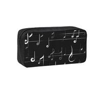 JBJGKHLP Nero Note Musiche Stampa Semplice Spazioso Penna Caso Cancelleria Ufficio Organizer Pouch Leggero Storage Penne