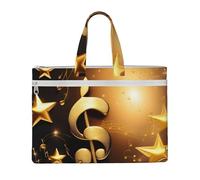 JBJGKHLP Oro Nota Musicale Con Stampa Stella Lucida Caduta Unisex Canvas Tote File Bag Grande Capacità Ufficio Viaggi Shopping Viaggi di Lavoro
