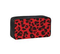 JBJGKHLP Red Leopard Pattern Print Semplice Spazioso Penna Caso di Cancelleria Ufficio Organizer Pouch Leggero Storage Penne