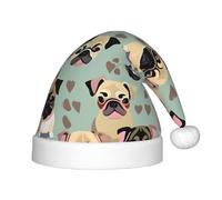 JBJGKHLP Simpatico cappello di Natale con stampa di carlino chihuahua per bambini adatto per anni cappello di Babbo Natale con per feste e celebrazioni