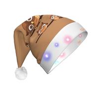 JBJGKHLP Simpatico cappello di Natale marrone con stampa di gufi in stile cartone animato per adulti, cappello natalizio per feste e feste