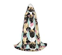 JBJGKHLP Simpatico mantello con cappuccio unisex con stampa di carlino Chihuahua Carnevale Halloween Cosplay Natale Confortevole Elegante