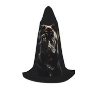 JBJGKHLP Simpatico mantello nero con stampa di carlino unisex con cappuccio, per carnevale, Halloween, cosplay, Natale, comodo ed elegante