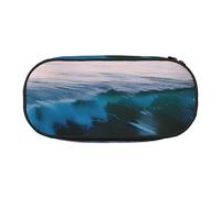 JBJGKHLP Sunset and Sunrise con onde oceaniche e mare stampa comodo astuccio pratico portapenne scuola ufficio essenziale vibrante, Nero , Taglia unica, Organizer per borse