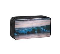 JBJGKHLP Sunset and Sunrise con stampa di onde del mare oceano semplice e spazioso astuccio per cancelleria da ufficio organizer custodia leggera penne