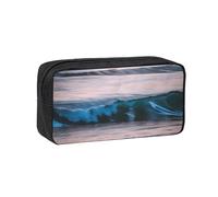 JBJGKHLP Sunset and Sunrise con stampa di onde del mare oceano semplice e spazioso astuccio per cancelleria da ufficio organizer custodia leggera penne