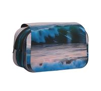 JBJGKHLP Sunset and Sunrise con stampa di onde oceaniche e mare, astuccio versatile di grande capacità per riporre trucchi e articoli da toeletta da viaggio e ufficio