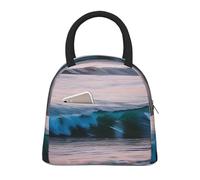 JBJGKHLP Tramonto e alba con onde oceaniche stampa confortevole isolata borsa per il pranzo pratica tote facile da trasportare adulti bambini famiglie uso