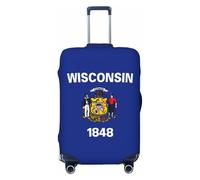 JBJGKHLP Wisconsin Bandiera dello Stato Stampa Valigia Universale Elastico Bagagli Protector Impermeabile Viaggi Affari Vacanza, Nero , XL, Bagaglio a mano