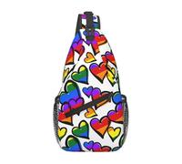 JBJGKHLP Zaino a tracolla leggero con stampa di cuori Gay Pride colorati arcobaleno per escursionismo, pendolarismo, uso quotidiano diagonale