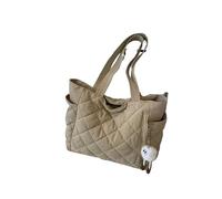 JBJYGSG Borsa Trapuntata Donna Borsa tote trapuntata, borsa di grande capacità con pendente, eleganti borse a tracolla multitasche for il lavoro quotidiano, la scuola, le commissioni(Khaki)