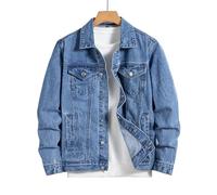 JBJYGSG Giacca in denim blu da uomo for la primavera e l'autunno. Design multitasche. Taglia regolare con un elegante stile casual da strada.(S)