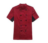 JBJYGSG Giacca Unisex For Chef Di Hotel E Ristoranti, Con Maniche Corte, Divise Da Lavoro, Giacca Da Chef Doppiopetto For Uomo Per Il Personale Del Ristorante(Rose Red,L)