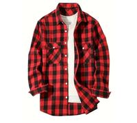 JBJYGSG Men's Shirts Long Sleeve Classic Plaid Casual Shirt Button-Up 2-Pocket Colthing Thin Jacket Shirt for Man(Red,XL)
