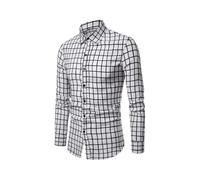 JBJYGSG Men's Suit Shirt Tuxedo Striped Plaid Casual Outdoor Lapel Wedding Long-Sleeved Shirt Soft, Elastic And Comfortable(Color 4,S)