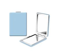 JBJYGSG Specchietto Da Borsetta Specchio da trucco portatile, carino, mini in PU, ingranditore, pieghevole, doppio, piccolo, tascabile, for il viaggio(Blue)