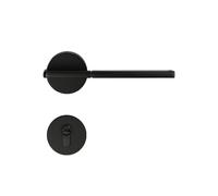 JBKJGWYA Serratura for porta interna in lega di zinco, silenziosa, in legno, semplice, nera, con maniglia divisa(D31-S947brightchromeblackleather(silentlockbody))
