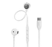 JBL Tune, 305C, auricolari in-ear cablati ad alta risoluzione, 96 kHz/24 bit, EQ preimpostato, USB di tipo C, driver dinamico da 12,5 mm, auricolari aperti con microfono integrato, cavo piatto (bianco