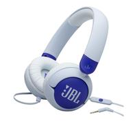 JBL Junior 320 Cuffie On-Ear con Filo per Bambini, Microfono Integrato, Safe Sound, Limitatore del Volume, Cuscinetti Morbidi e Spessi 12 mm, Set Adesivi, Design Portatile Pieghevole, Blu
