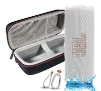 JBL Flip 7 Altoparlante Bluetooth portatile, IP68 impermeabile, antipolvere, a prova di caduta, sistema PushLock, AI Sound Boost, batteria 16H, custodia protettiva Megen Hardshel (bianco)