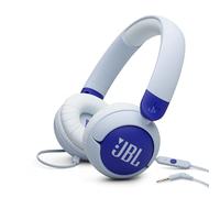 JBL Junior 320 - Cuffie cablate on-ear per bambini, suono sicuro (< 85dB), microfono integrato, adatte per bambini e personalizzabili con adesivi inclusi (blu)