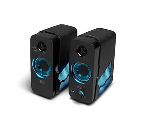 JBL Quantum DUO Set Altoparlanti Gaming Bluetooth Wireless, con Dolby Audio e Illuminazione LED RGB con Effetti di Luce, per PC, Mac, Windows e Console da gioco, Colore Nero
