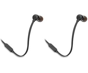 JBL T110 Intra-Auricolari con Comando e Microfono Universale, Nero, Model T110 (Confezione da 2)