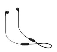 JBL Tune 215 - Auricolari Bluetooth senza fili, con 3 pulsanti microfono/telecomando e cavo piatto, colore: nero, piccolo
