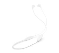JBL Tune 235BT - Auricolari wireless Bluetooth in-ear con microfono a 3 pulsanti, telecomando e cavo piatto, colore: Bianco