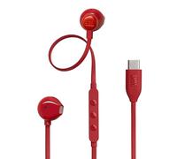 JBL Tune 305 C Auricolari USB-C ad Alta Risoluzione Audio, con Cavo Piatto Antigroviglio, Comando a 3 Tasti Bassi Profondi, Pure Bass, Rosso