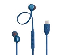 JBL Tune 310 C Auricolari In-Ear ad Alta Risoluzione Audio, con Cavo Piatto Antigroviglio, Comando a 3 Tasti Bassi Profondi, JBL Pure Bass, Blu