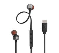 JBL Tune 310C - Auricolari in-ear cablati ad alta risoluzione, cavo piatto anti-groviglio, telecomando a 3 pulsanti con microfono (nero)