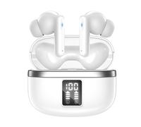JBMI Cuffie Bluetooth, Auricolari Bluetooth 5.3 In Ear Stereo con 4 Microfono ENC, 60 Ore Cuffiette Wireless Cancellazione Rumore, Auricolare IP7 per iPhone e Androide, Earbuds Sportive (Avorio)