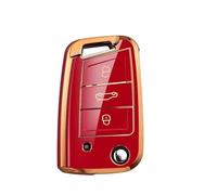 JBPIHZT Per VW Per Polo Golf7 MK7 Per Tiguan Per Skoda Per Octavia Per Kodiaq Per Karoq Custia Per Chiave Auto Borsa Portachiavi Protettore(Gold Red)