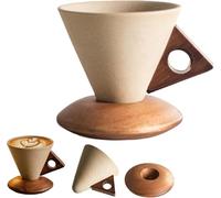 JBPPIOOUA Elegante tazza da caffè conica, tazza da 250 ml in ceramica vintage a forma di cono con base in legno e manico triangolare, per casa, ristorante, feste e ufficio