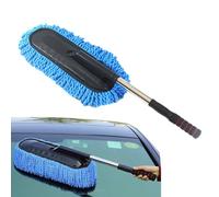 JBPPIOOUA Spolverino per Auto, Spazzola Multiuso in Microfibra per autolavaggio, Spolverino telescopico, Manico in Acciaio Inox, Blu/Grigio